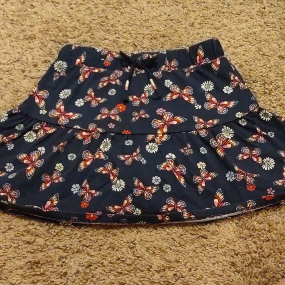365 Kids Girls size 6 skort shorts red white blue butterfly daisy floral print